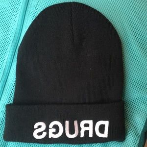 DRUGS beanie. Toboggan sock hat.